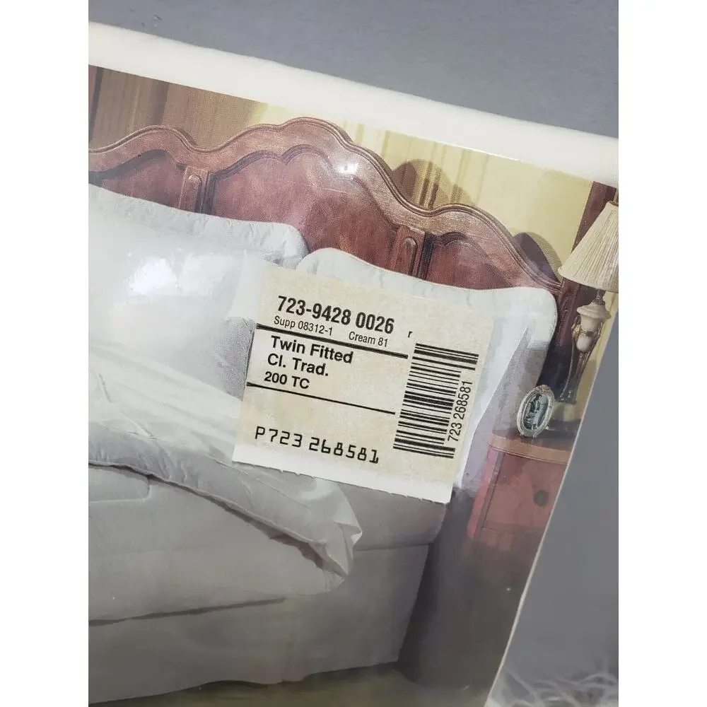 NEW Vintage Classic Traditions CREAM off‎ white flat & fitted sheet cotton 200